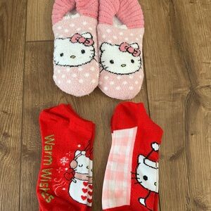 Hello Kitty Pink and Red Cozy Socks Trio